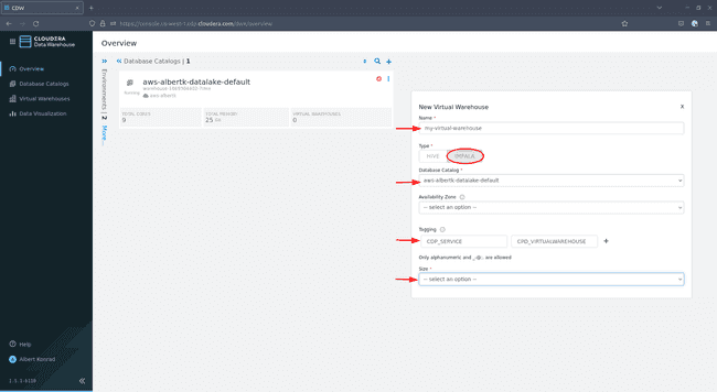 CDP : Configurer le virtual warehouse