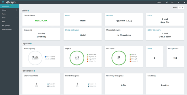 Preview of the Rook dashboard