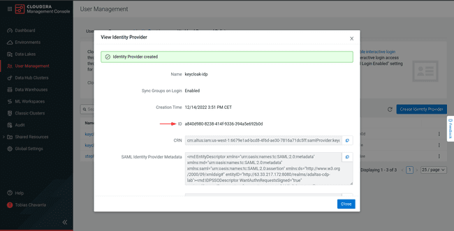 Output IdP registration