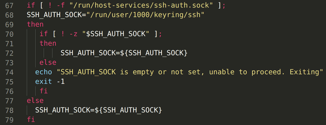 Variable SSH_AUTH_SOCK dans quickstart.sh