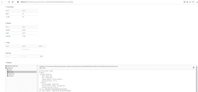 MLflow result details