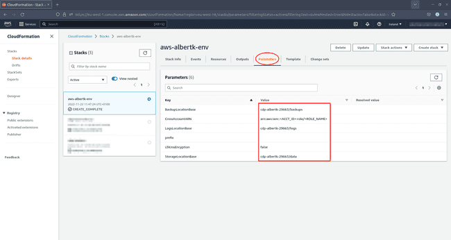 AWS CloudFormation: View stack parameters