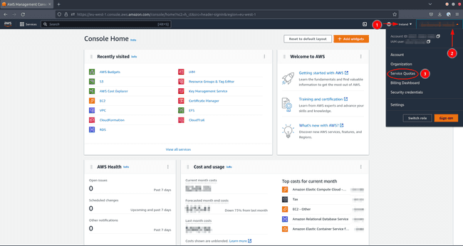 AWS manage service quotas