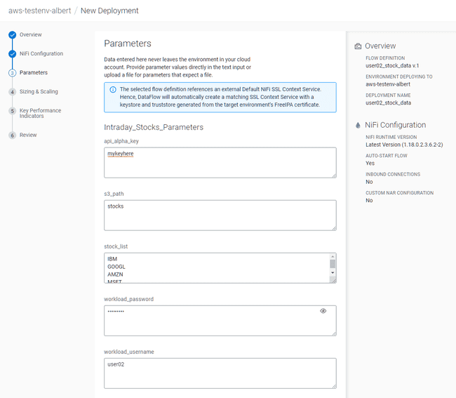 Configure deployment parameters