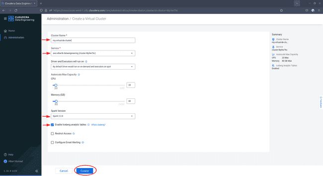 CDP: Configure a virtual cluster