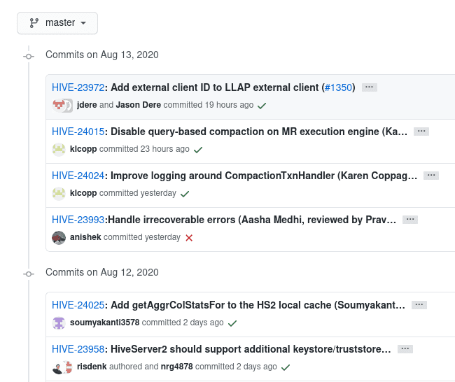 Hive commits