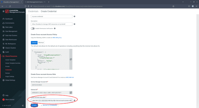 CDP: Paste AWS ARN