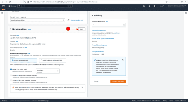 EC2 network settings