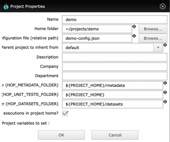 gui project configuration