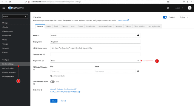 Keycloak realm settings