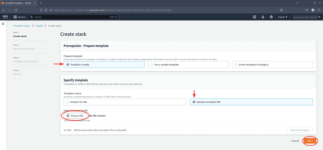 AWS CloudFormation: Upload template